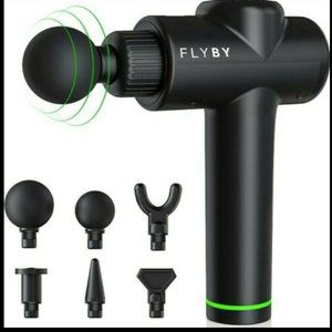 FLYBY - Deep Tissue Massage Gun - Lithium-Ion Battery - 3 Speeds - 6 Heads